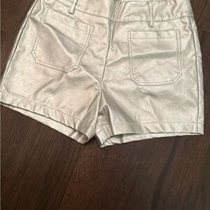 High Waist Metallic Silver Women's Shorts